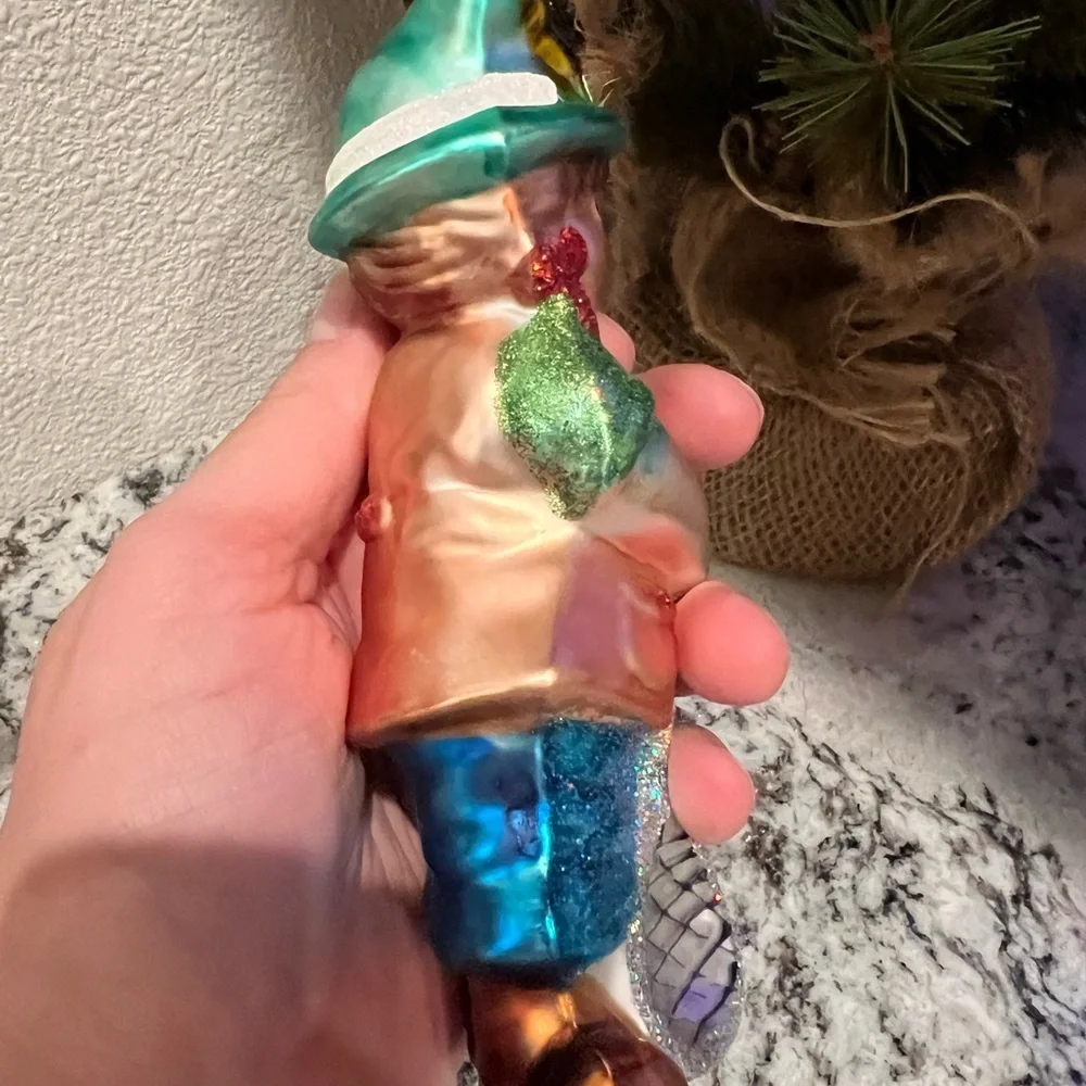 Fisherman Blown Glass Christmas Ornament Trout Creel Catch of Day Fish